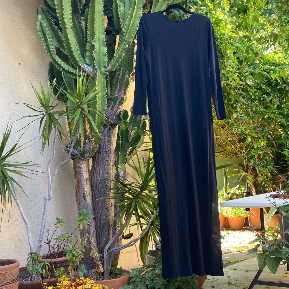 Iris & Ink Long sleeve T-Shirt Maxi Dress in black